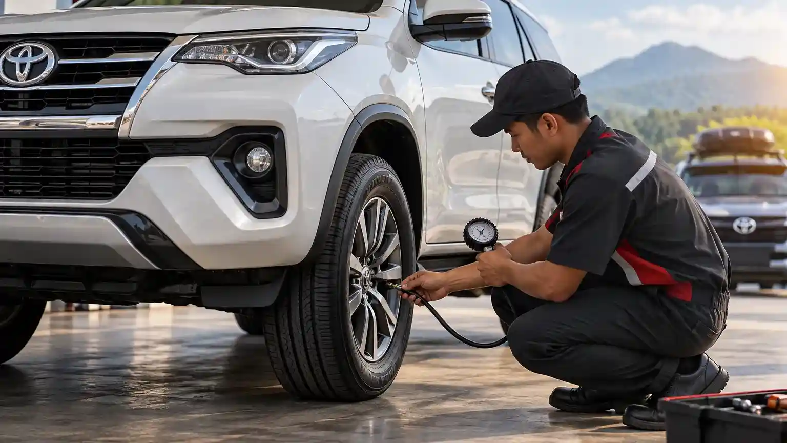 Cara memastikan tekanan ban kiri dan kanan mobil tetap sesuai