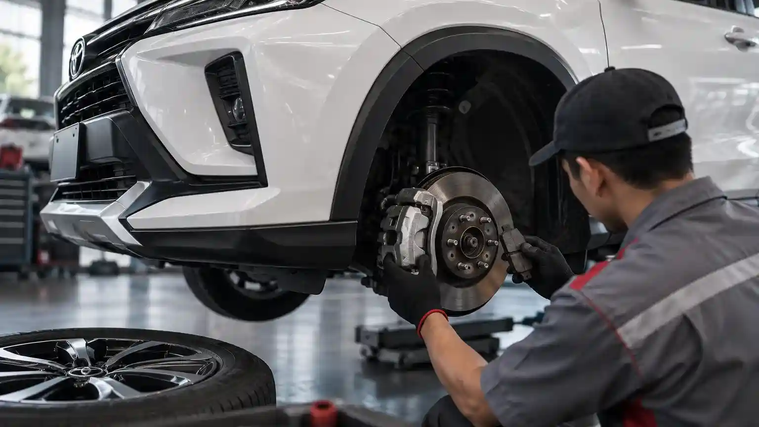 Pemeriksaan kampas rem mobil untuk mengetahui tingkat keausan dan kondisi sistem pengereman